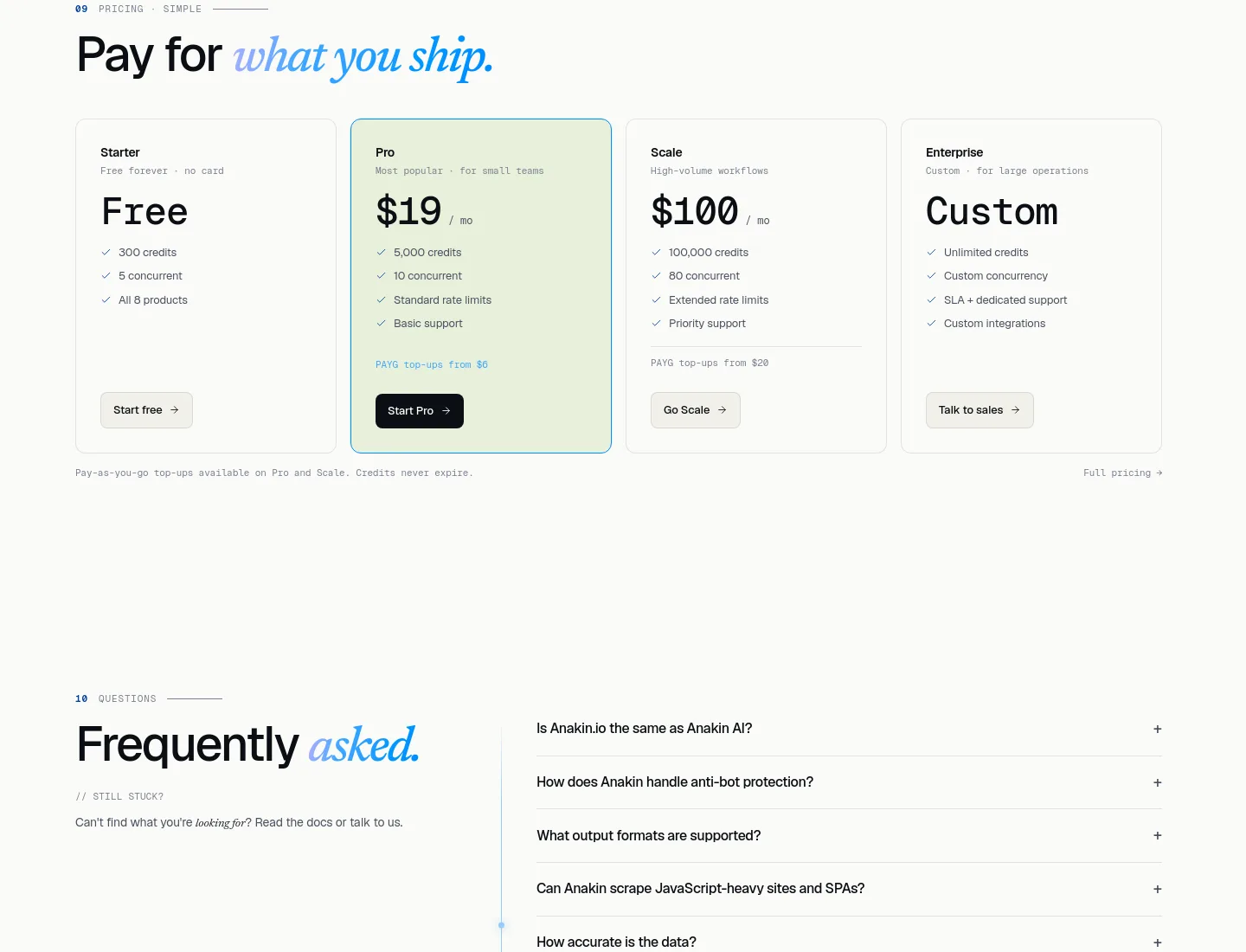 anakin.io — Pricing