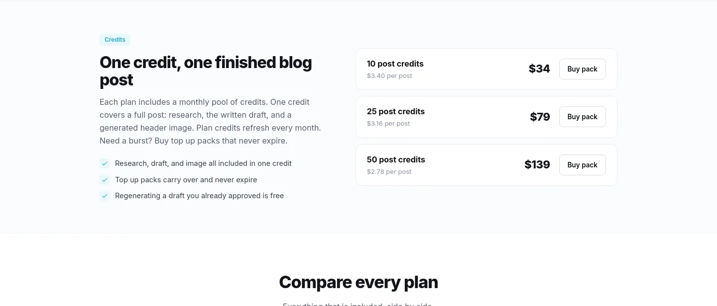 analyse.net Pricing section