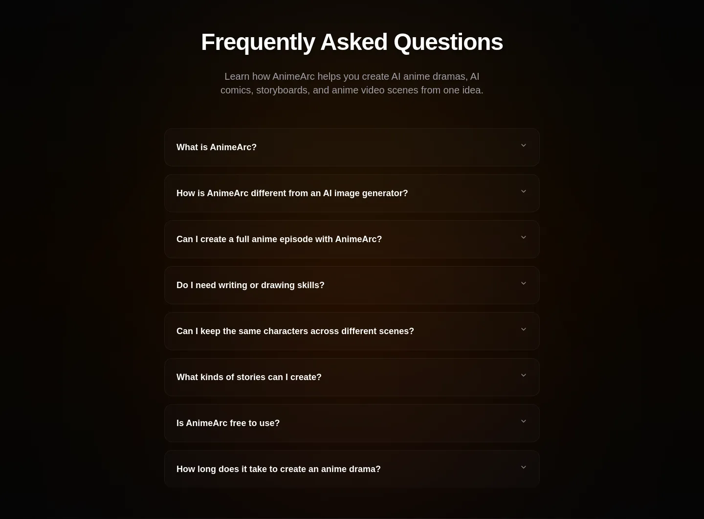 animearc.app FAQ section