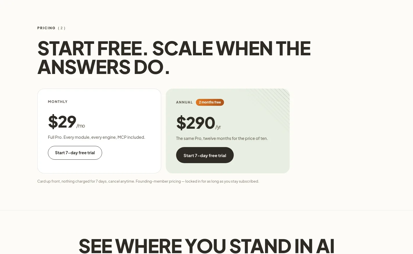 answerrank.so — a real Pricing section