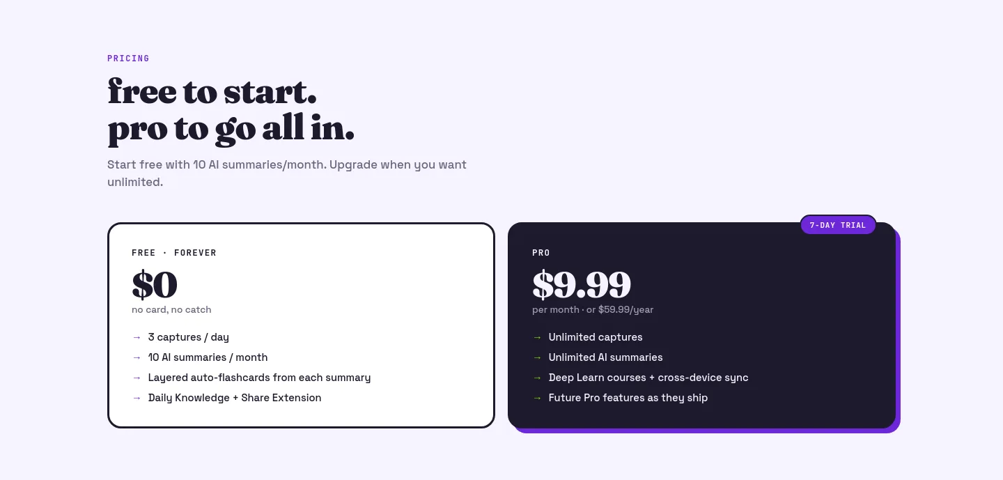 antinoise.app — a real Pricing section
