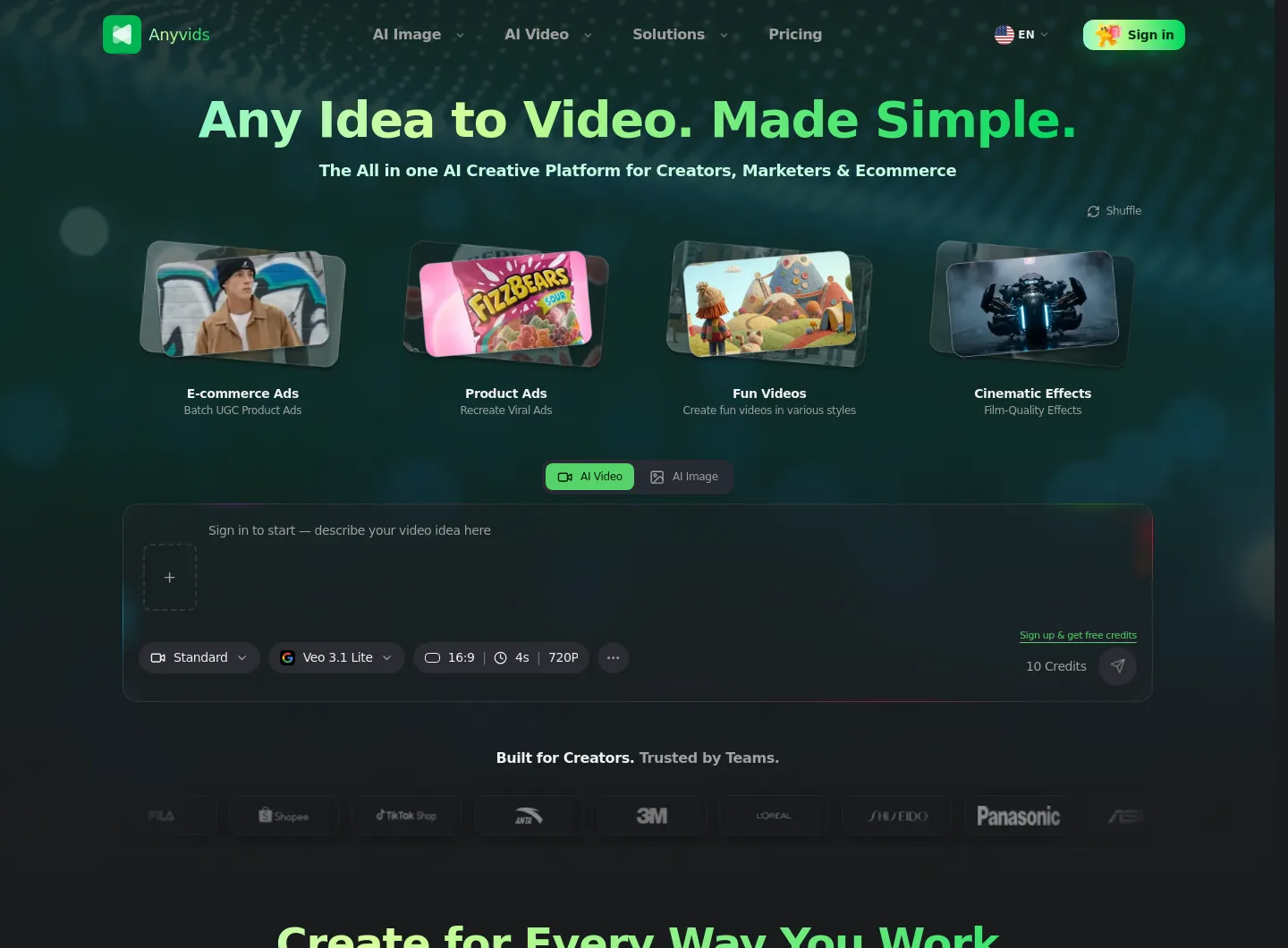 anyvids.ai — Hero