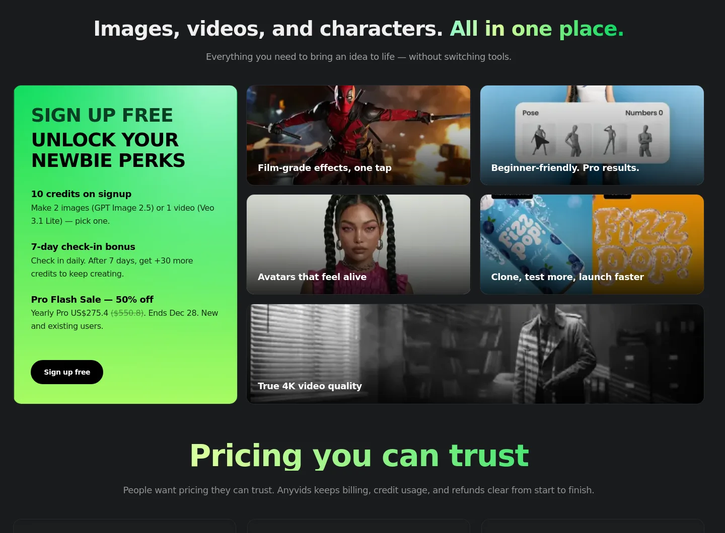 anyvids.ai — Pricing