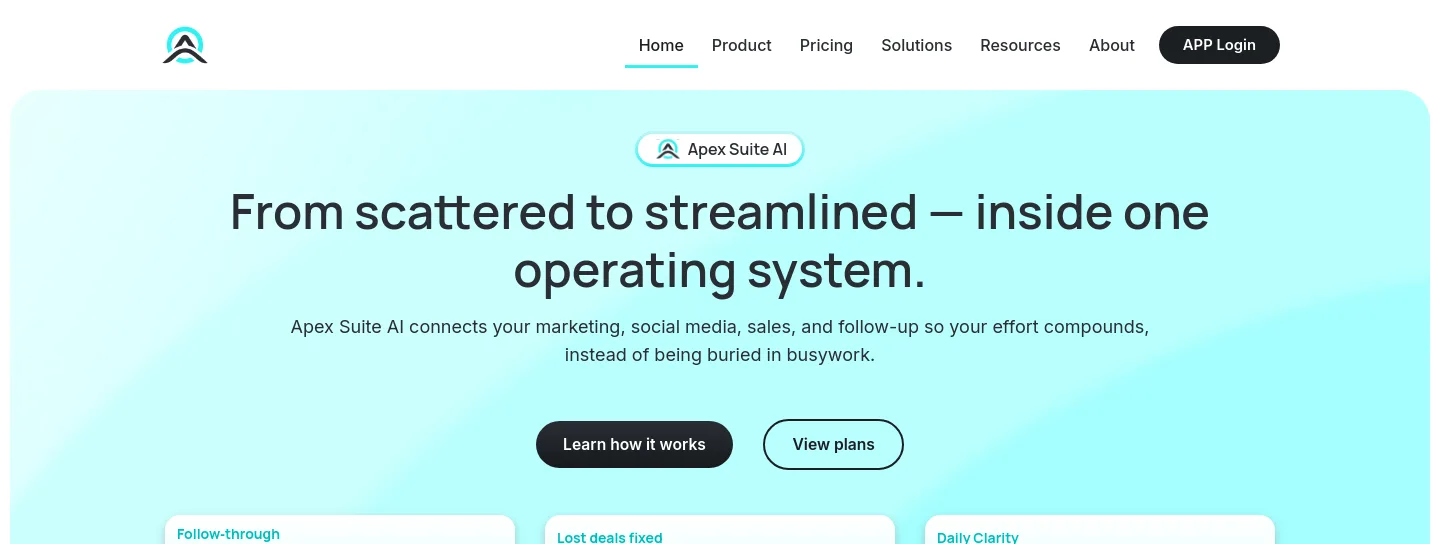 apexsuiteai.com — a measured funnel
