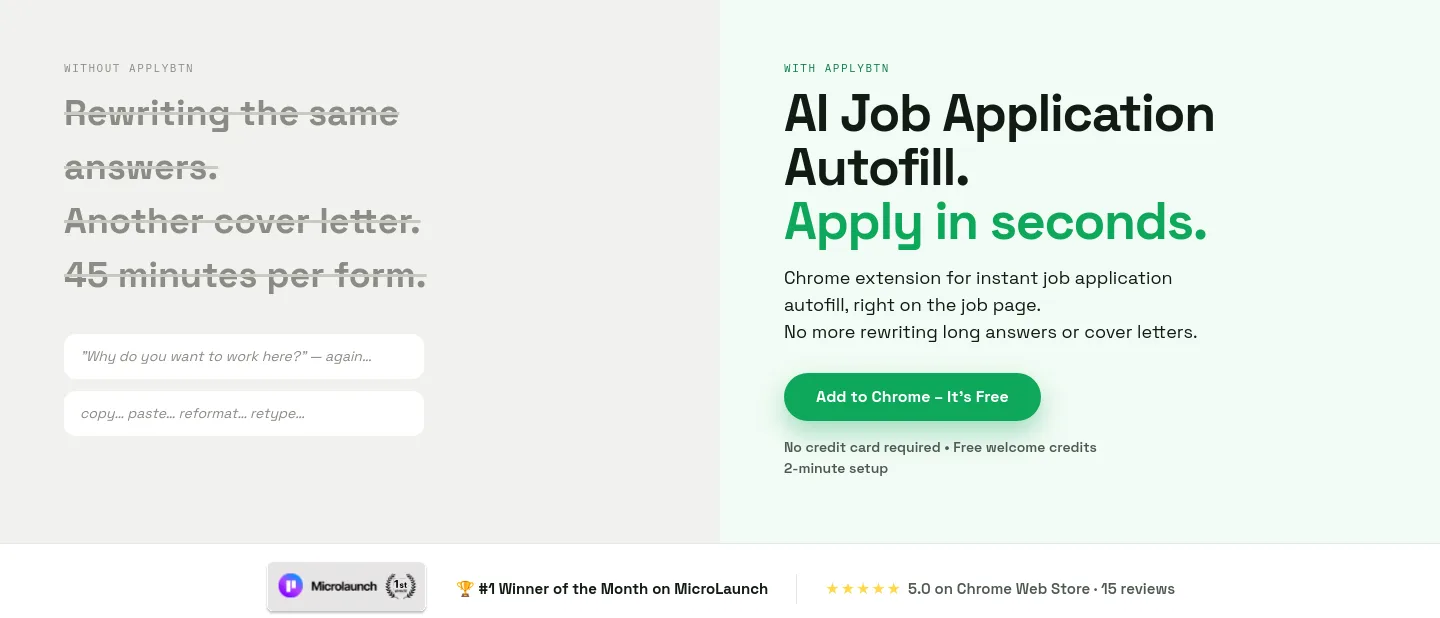 applybtn.app Hero section