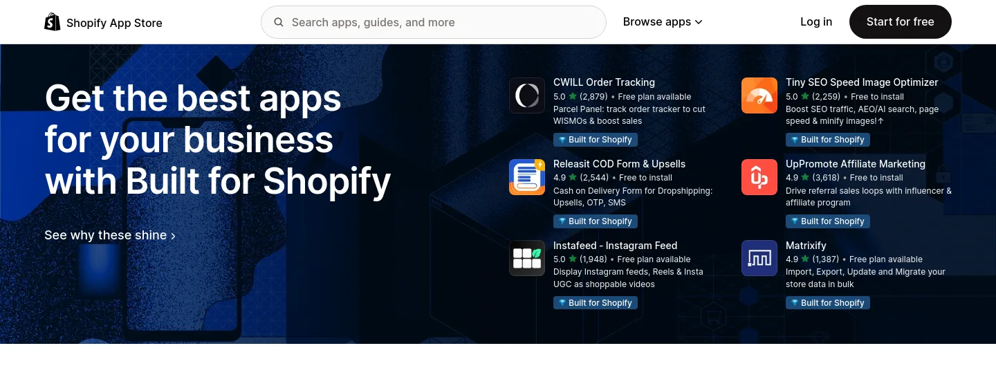 apps.shopify.com — a measured funnel