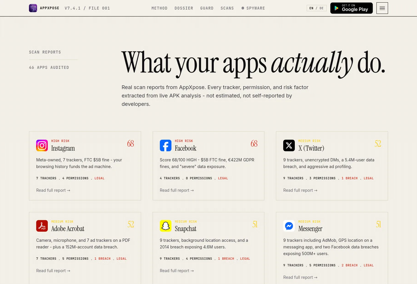 appxpose.app — a measured funnel