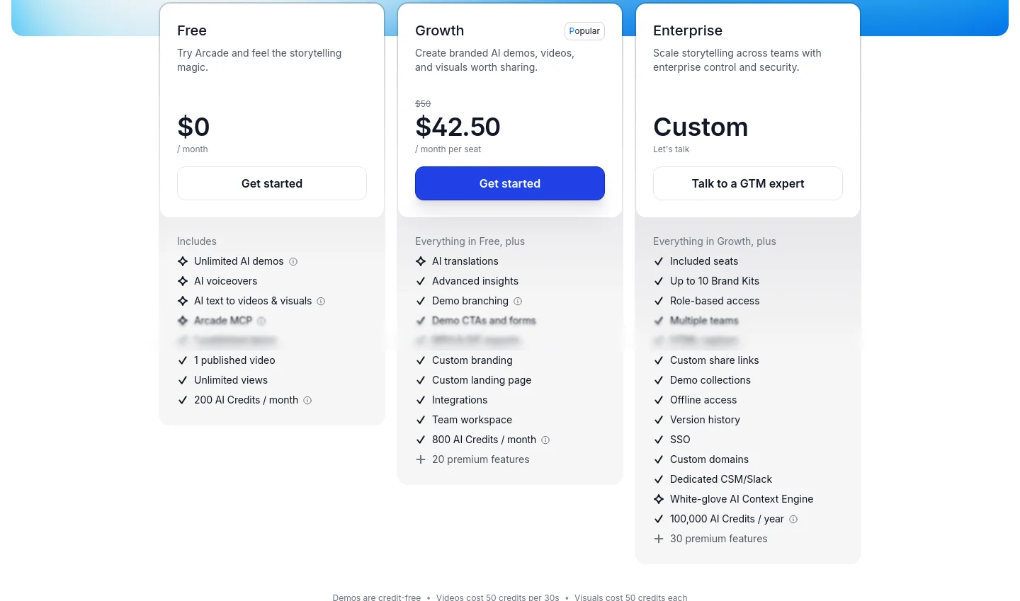 arcade.software — Pricing