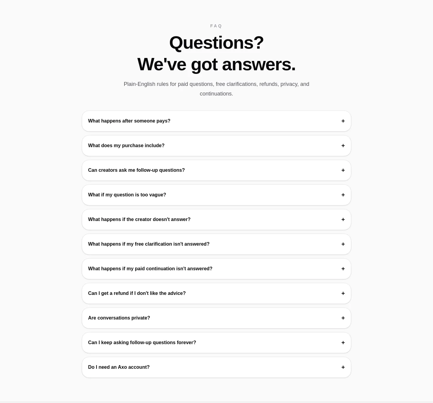 askonaxo.com FAQ section