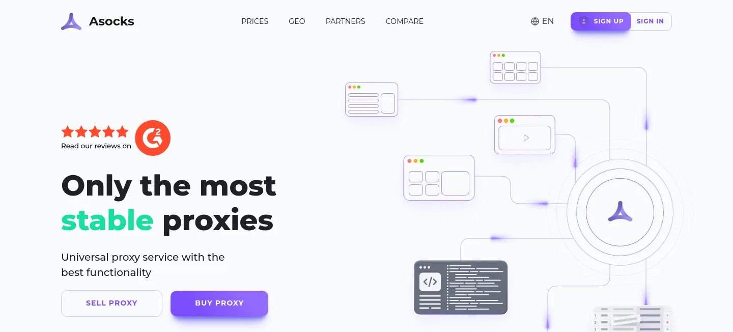 asocks.com — a real Hero + Pricing page