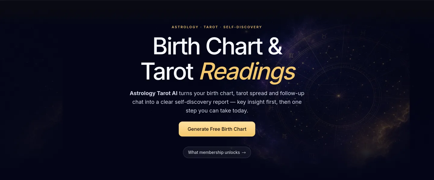 astrologytarotai.com Hero section