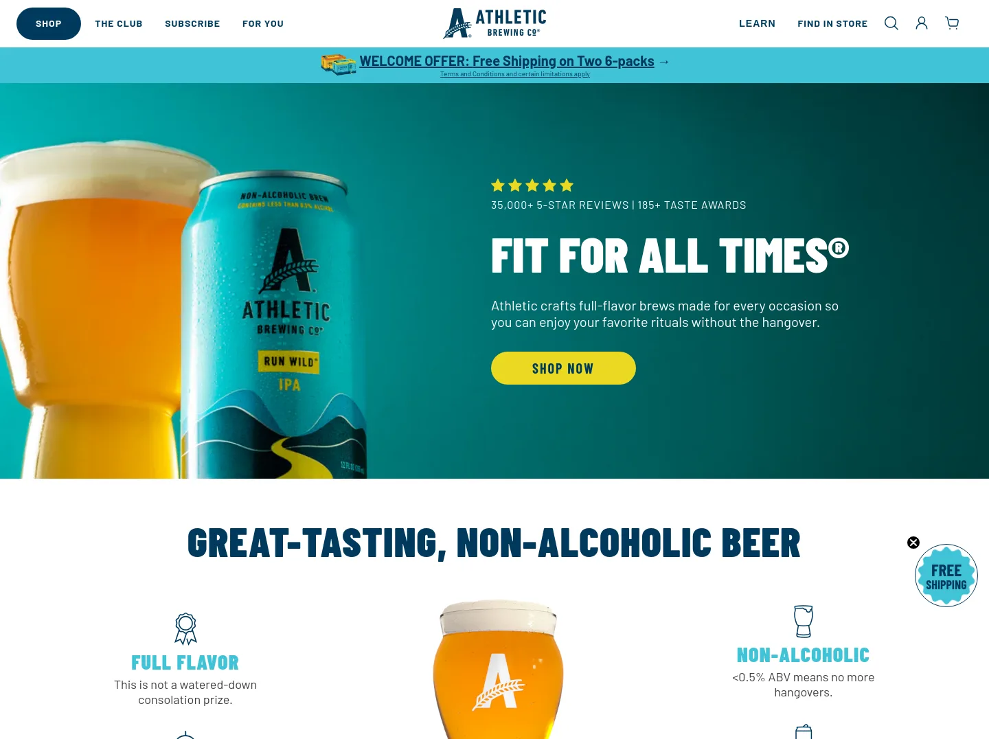 athleticbrewing.com — a measured funnel