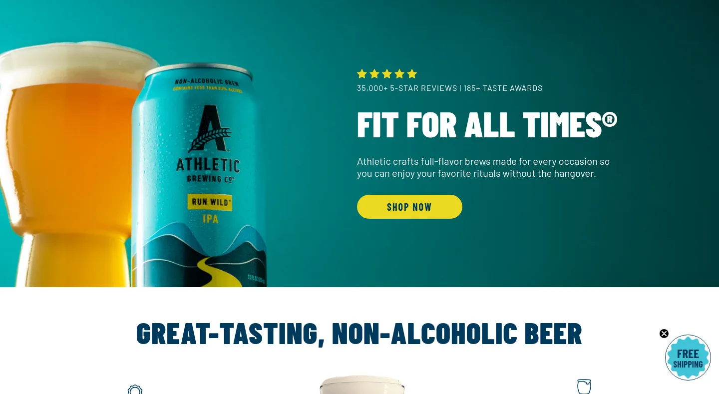 athleticbrewing.com Hero section