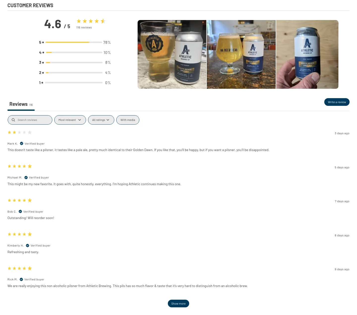 athleticbrewing.com Reviews section