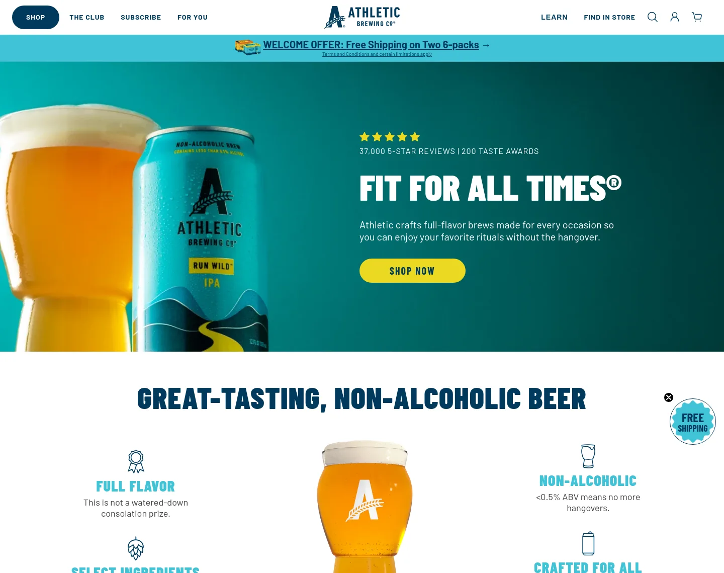 athleticbrewing.com — a measured funnel