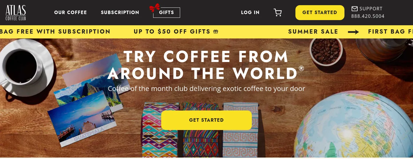 atlascoffeeclub.com — a measured funnel