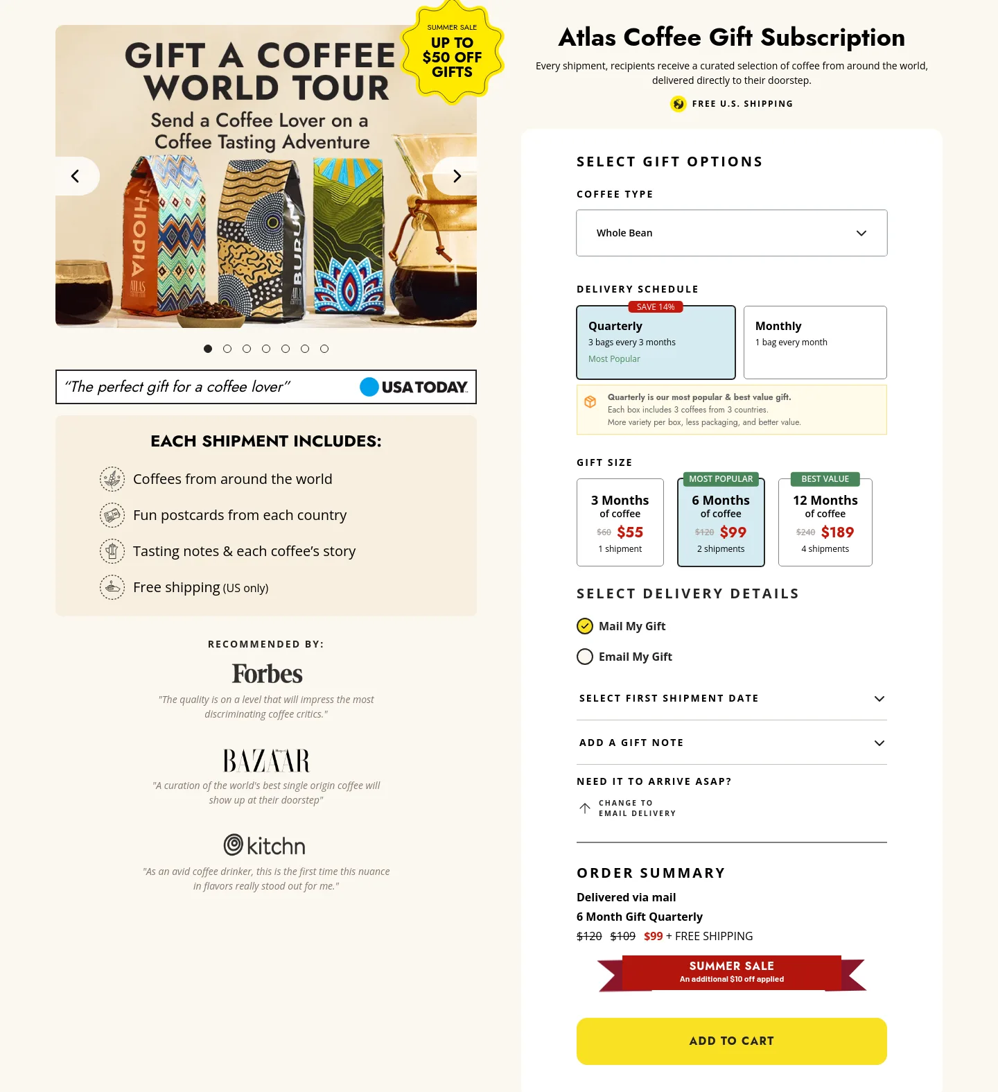 atlascoffeeclub.com Hero section