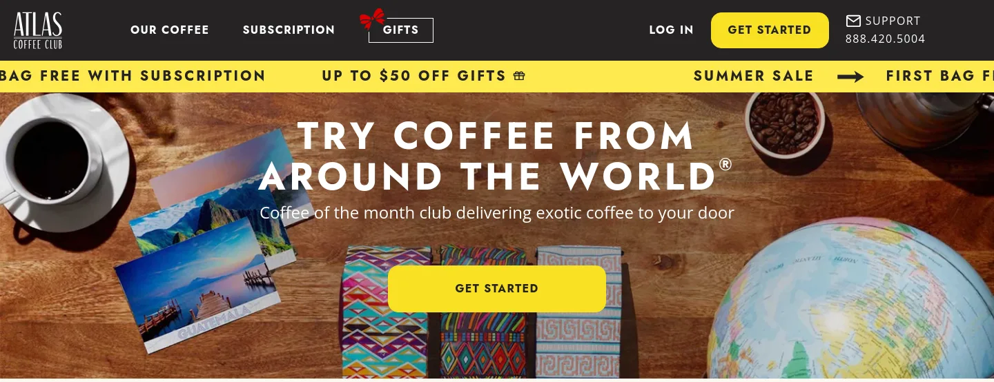 atlascoffeeclub.com — a measured funnel