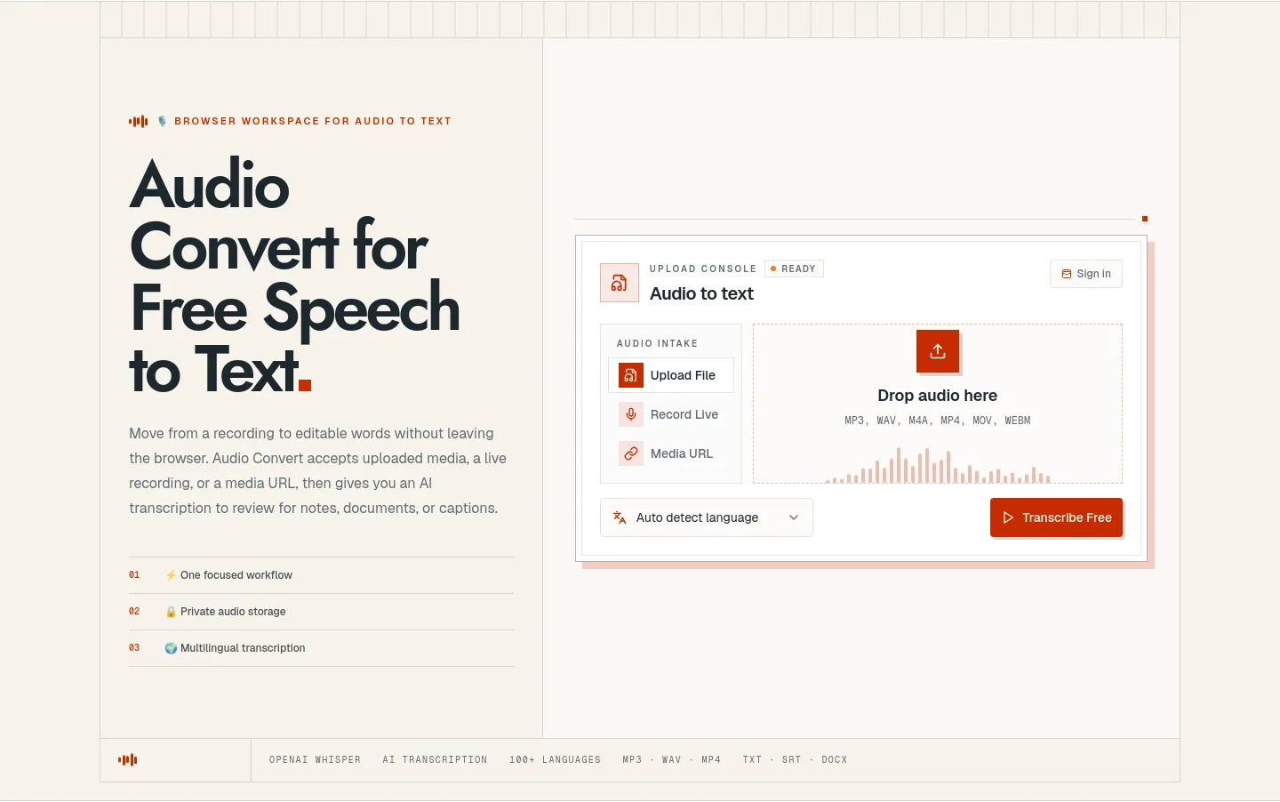 audioconvert.app Hero section