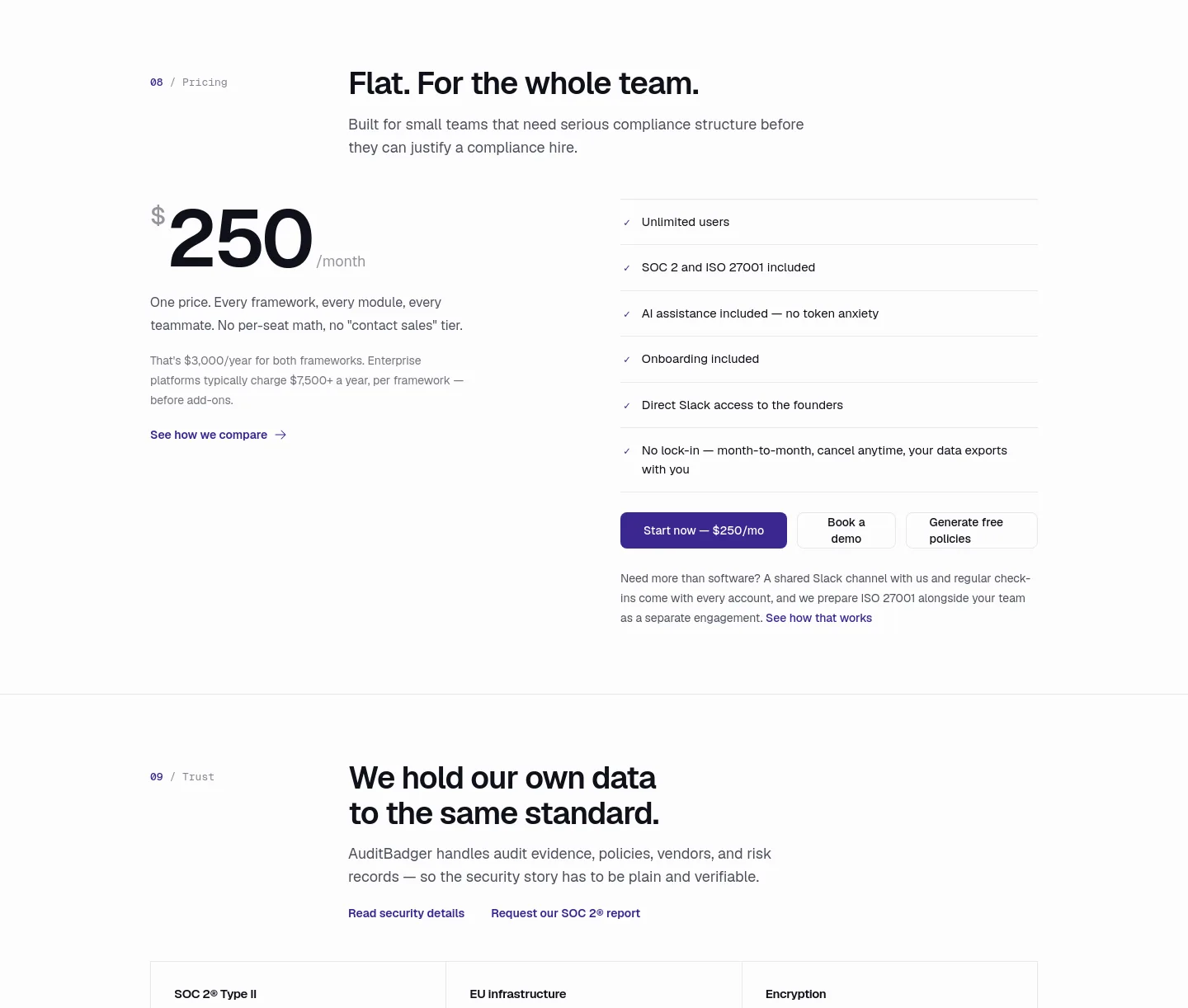 auditbadger.com Pricing section