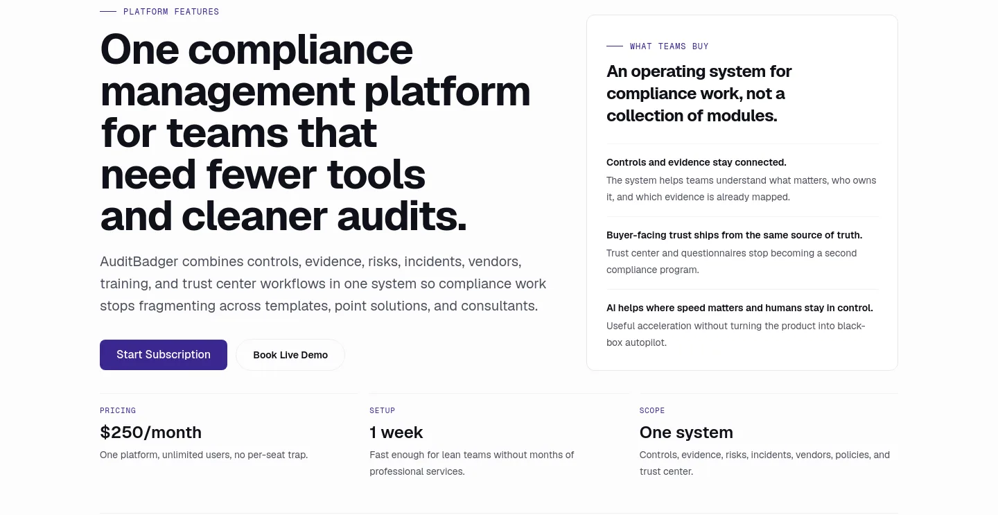 auditbadger.com Hero section