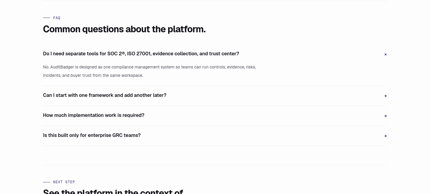 auditbadger.com FAQ section
