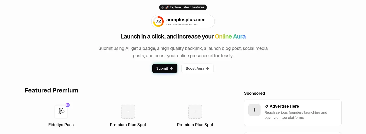 auraplusplus.com Hero section