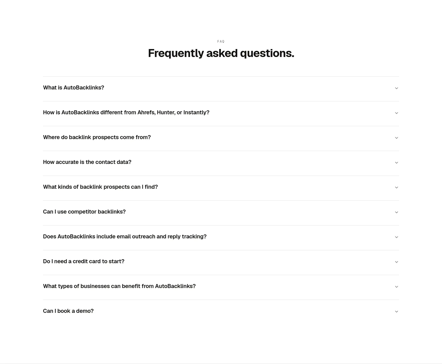 autobacklinks.ai — a real FAQ section