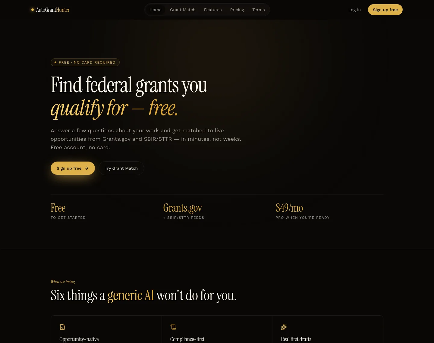 autogranthunter.com — a measured funnel