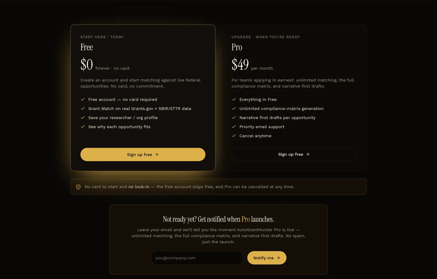 autogranthunter.com — Pricing