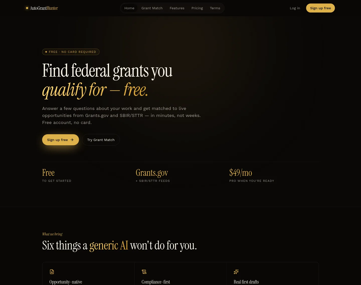 autogranthunter.com — a measured funnel