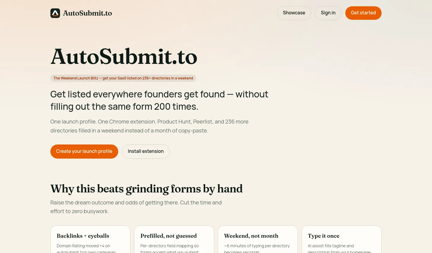 autosubmit.to — a measured funnel