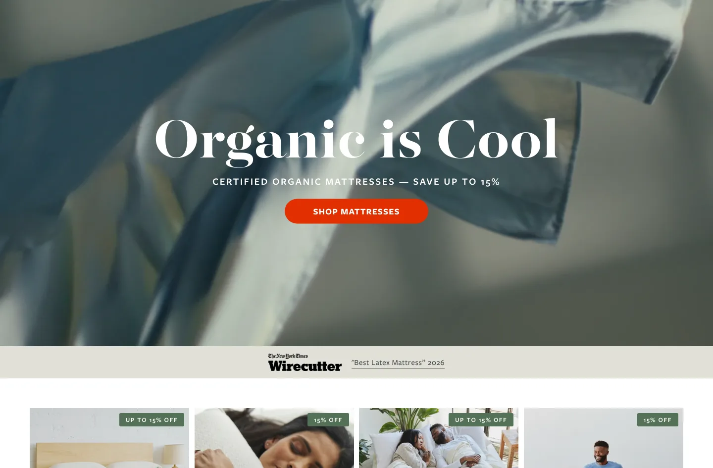 avocadogreenmattress.com Hero section