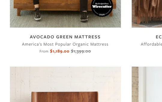 Price anchor element from avocadogreenmattress.com