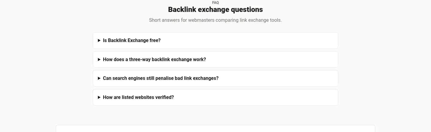 backlinkexchange.org — FAQ