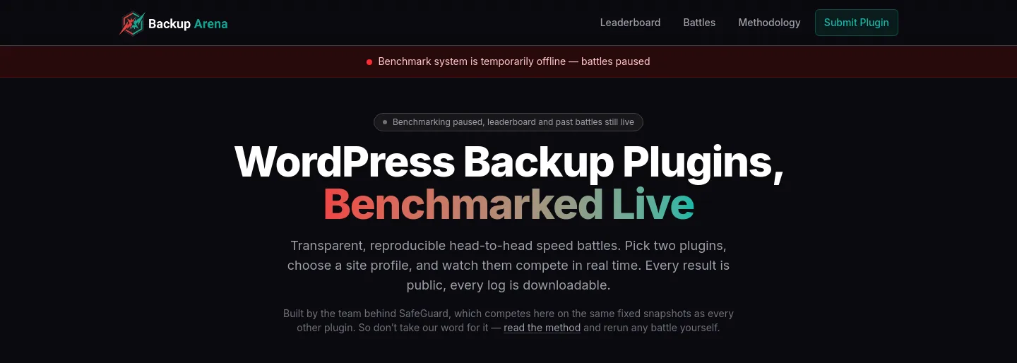 backuparena.com — a measured funnel