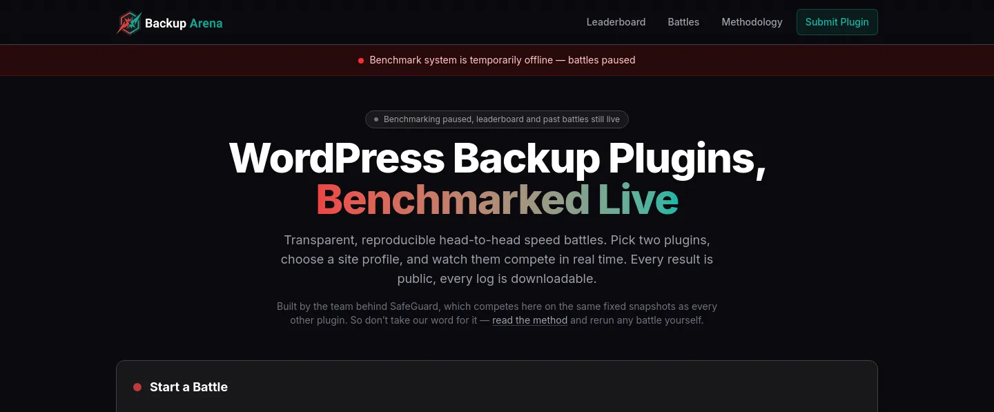 backuparena.com — a measured funnel