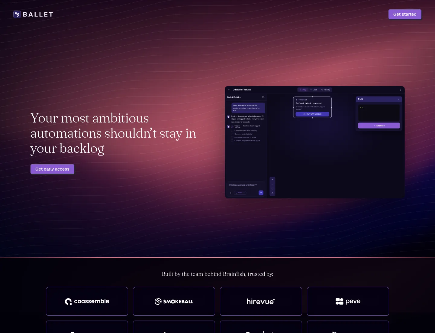 ballet.dev — a real The Objection-Handler page