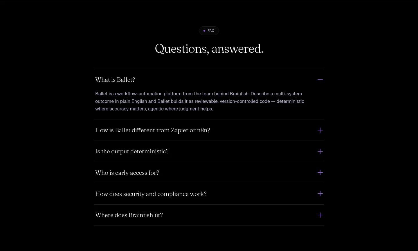 ballet.dev FAQ section
