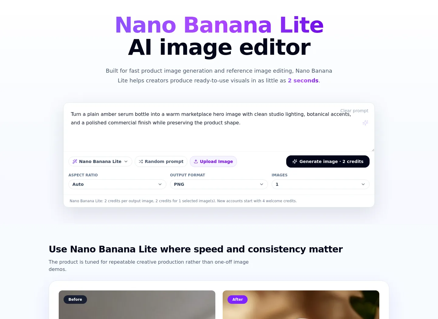 bananalite.org Hero section