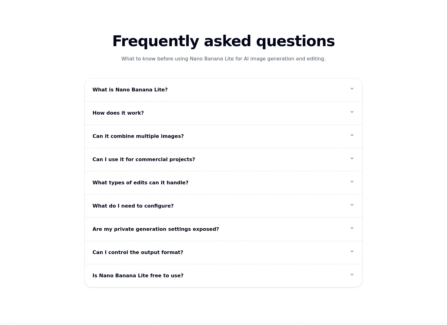 bananalite.org — a real FAQ section