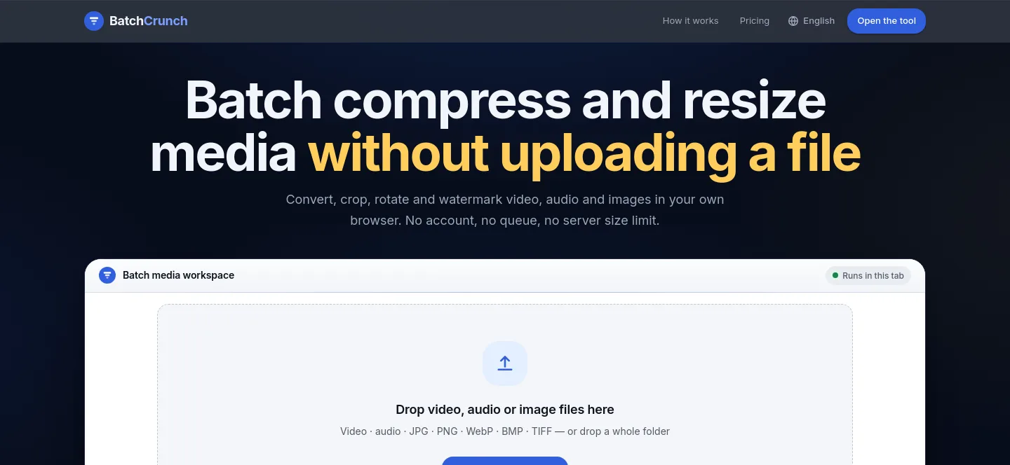 batchcrunch.com — a measured funnel