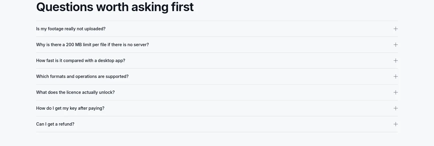 batchcrunch.com — a real FAQ section