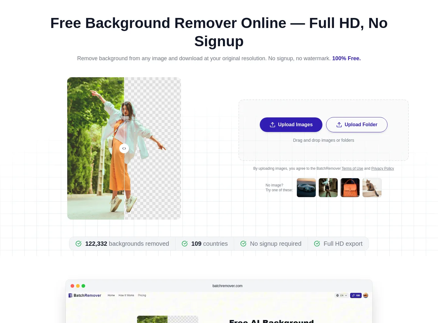 batchremover.com Hero section