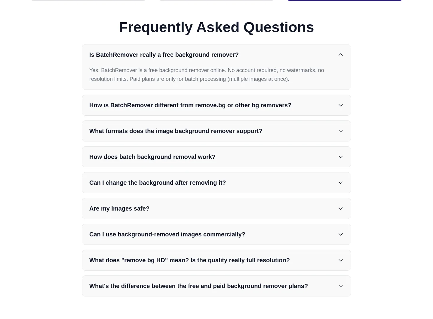 batchremover.com FAQ section