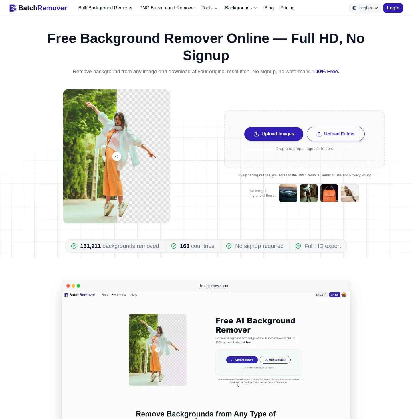 batchremover.com — a measured funnel