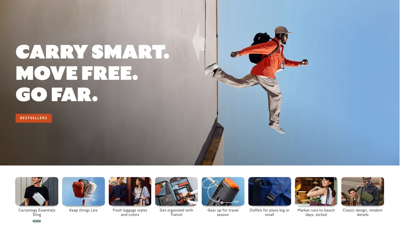 bellroy.com Hero section