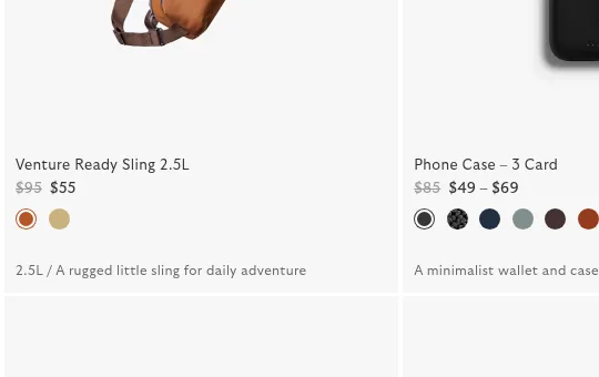 Price anchor element from bellroy.com