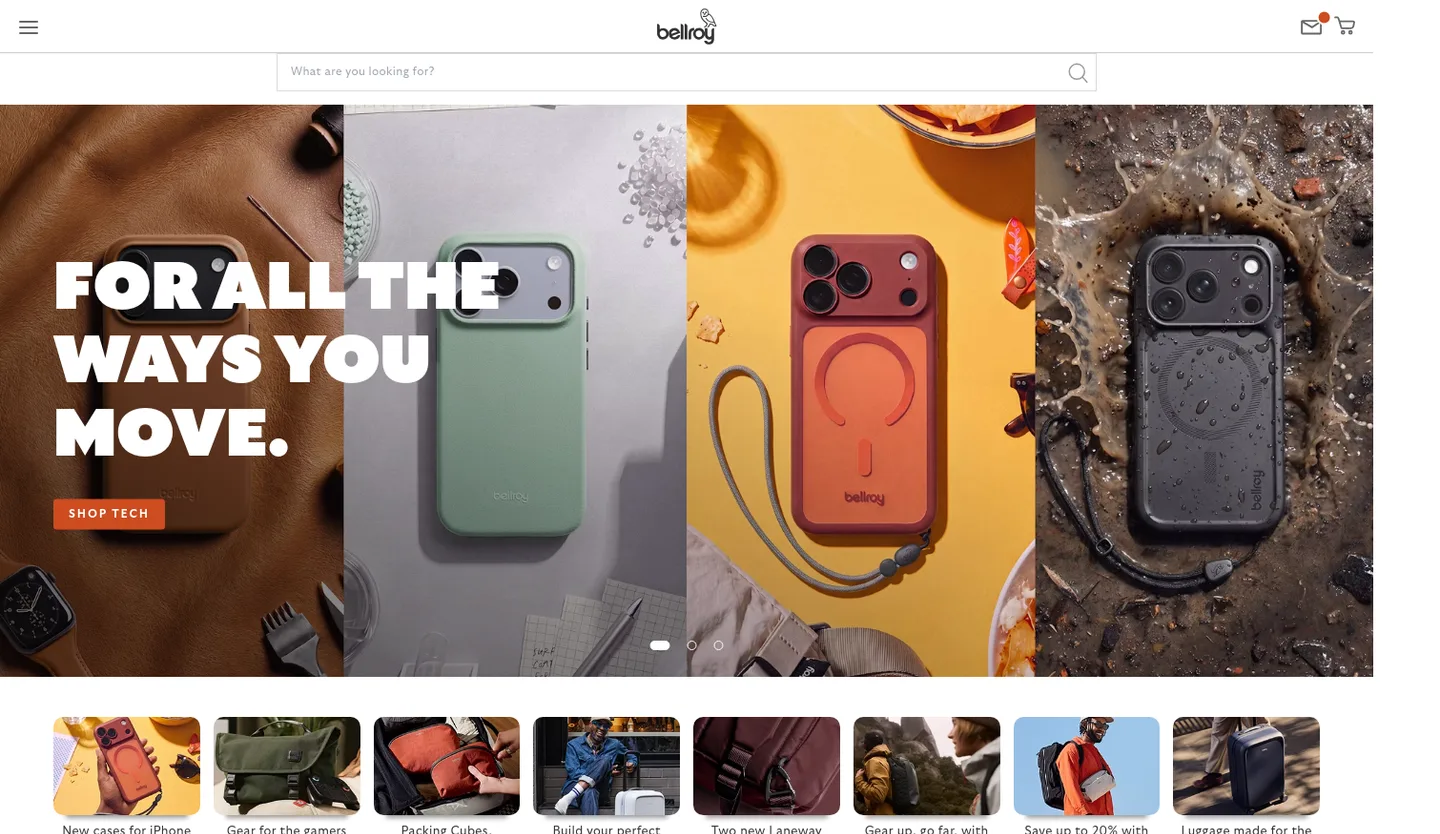 bellroy.com — a measured funnel