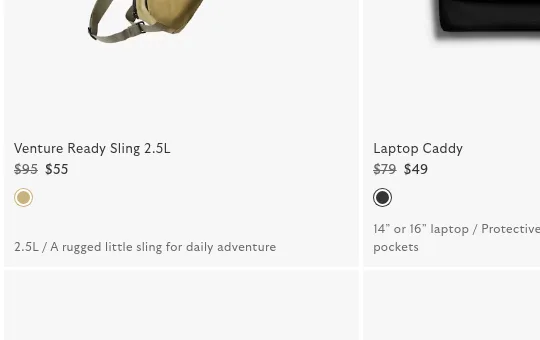 Price anchor element from bellroy.com